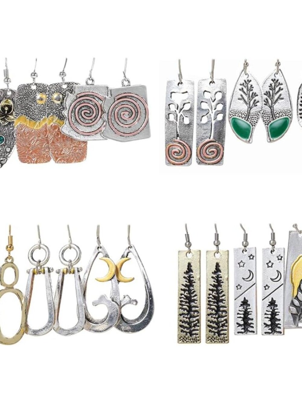 12 Pairs Western Earrings Jewelry for Women Vintage Boho Earrings Oval Turquoise
